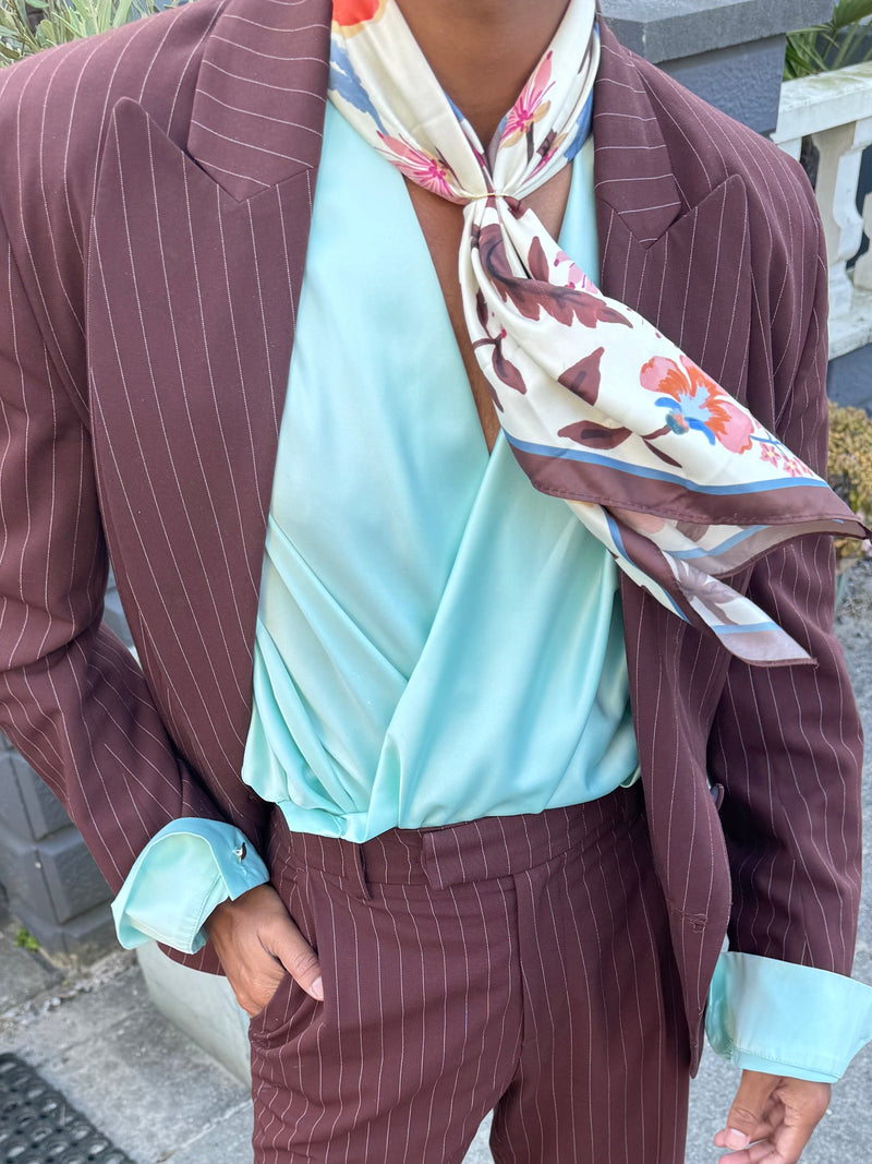 THE ELLIS BLAZER PINSTRIPE - Cocoa