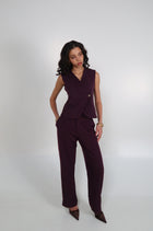 THE STRAIGHT TROUSERS - Aubergine