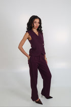 THE STRAIGHT TROUSERS - Aubergine