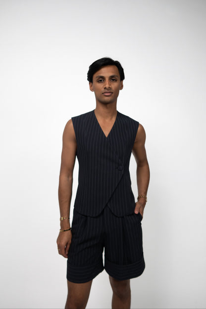 THE DANE SHORTS PINSTRIPE - Navy