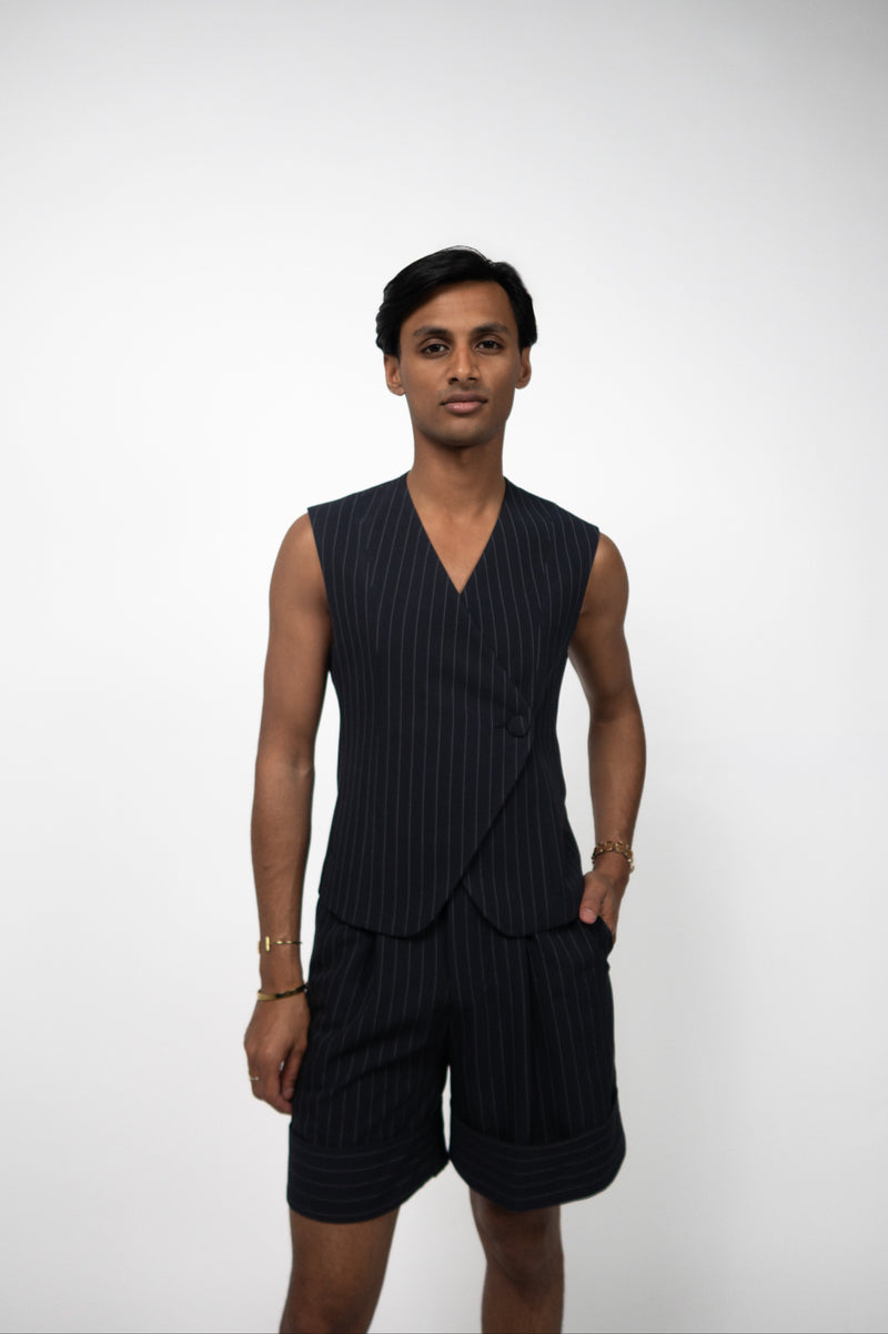 THE DANE SHORTS PINSTRIPE - Navy