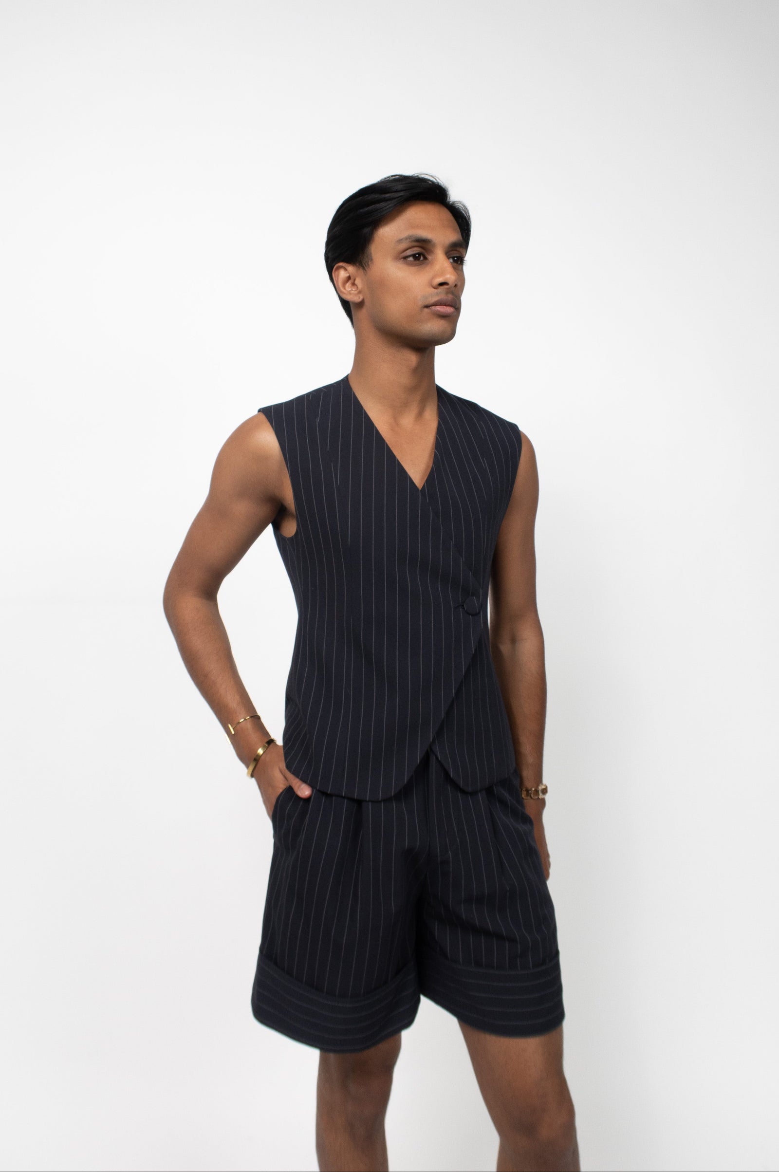 THE DANE SHORTS PINSTRIPE - Navy