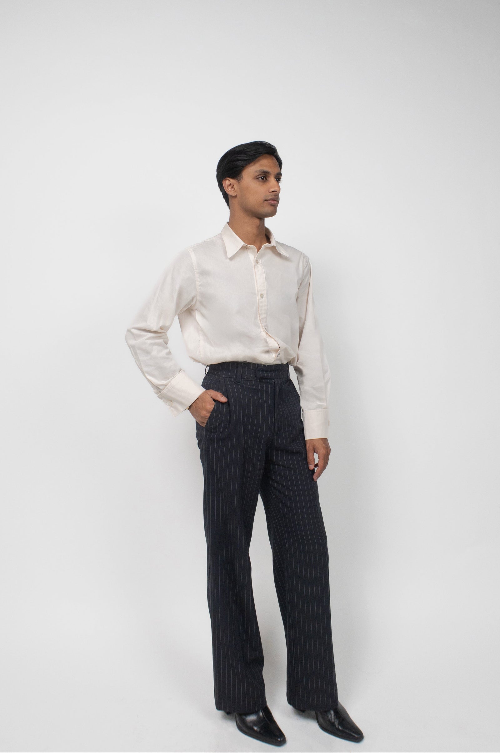 THE DAREN TROUSERS PINSTRIPE - Navy