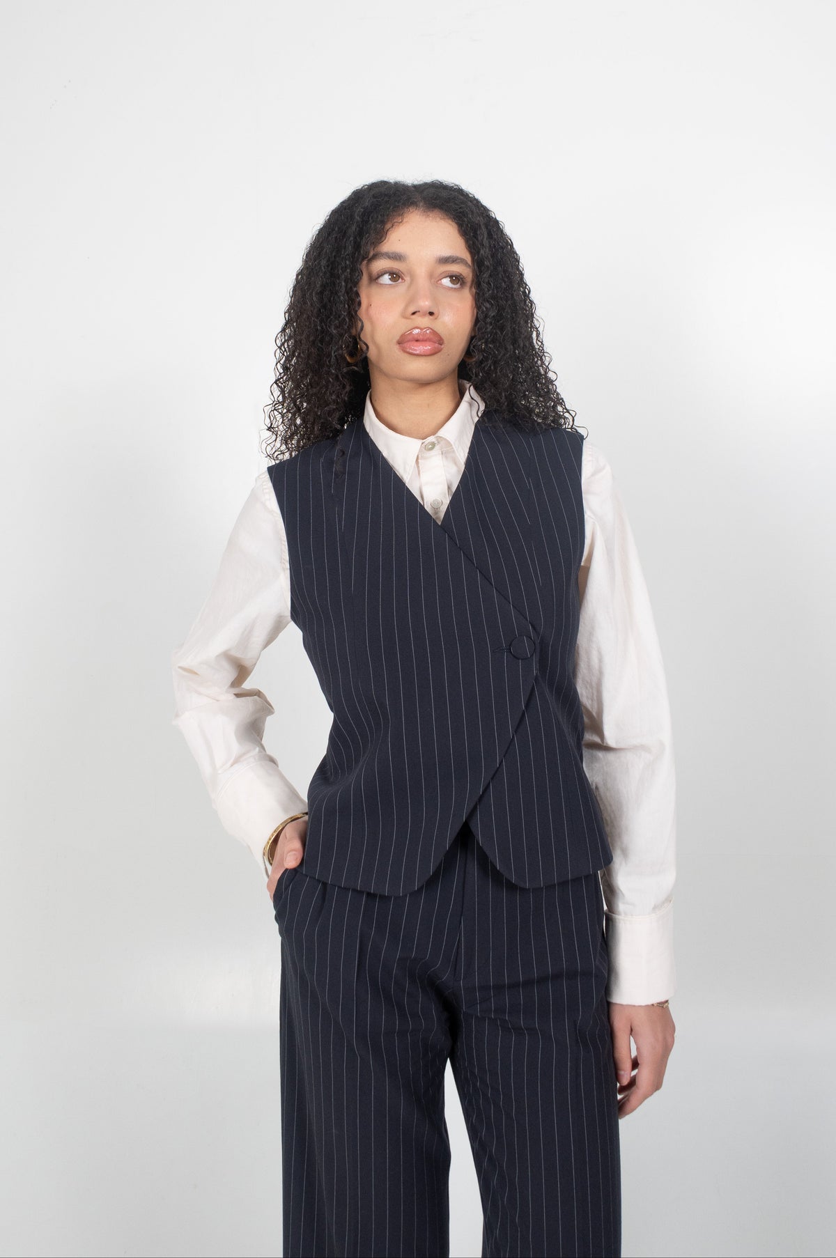 THE DAREN TROUSERS PINSTRIPE - Navy