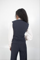 THE SHREYA GILET PINSTRIPE - Navy