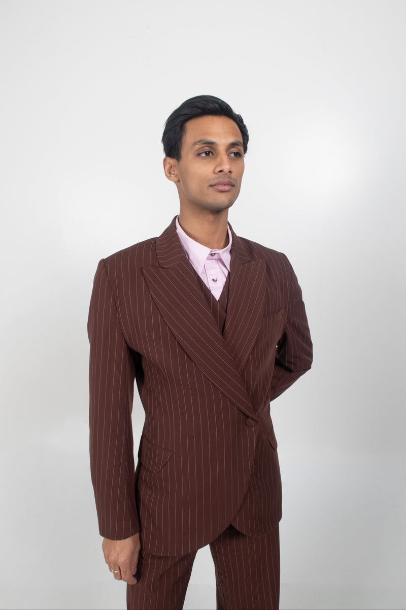 THE ELLIS BLAZER PINSTRIPE - Cocoa