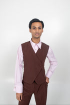 THE SHREYA GILET PINSTRIPE - Cocoa