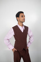 THE SHREYA GILET PINSTRIPE - Cocoa
