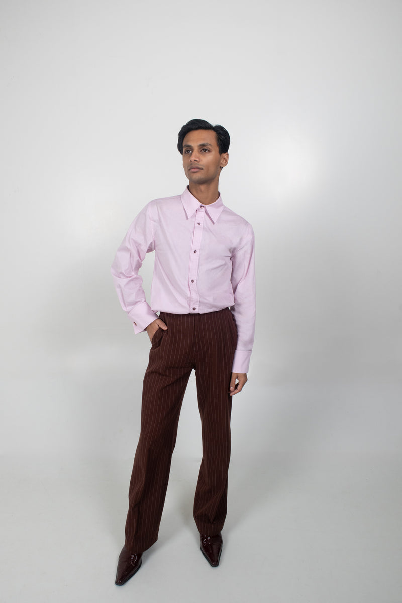 THE DAREN TROUSERS PINSTRIPE - Cocoa