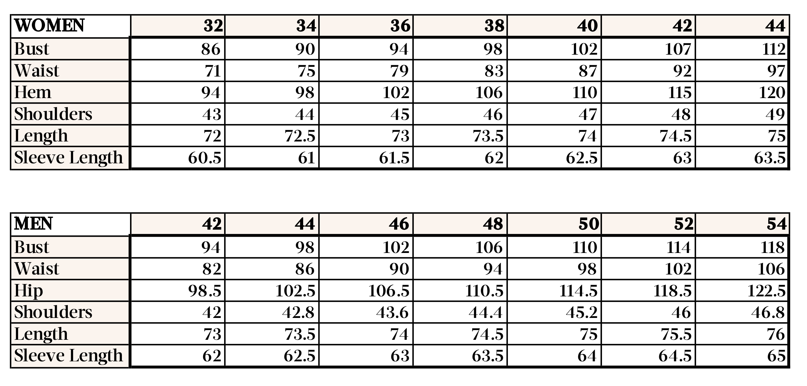 Size Chart